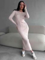 Clearance Sale: 66 Pcs Spring Summer Solid Ribbed Stretchy Slim Fit Long Sleeve Long Knit Sweater Dress Wholesale Stock Lot - Image 6
