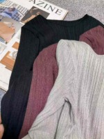 Clearance Sale: 66 Pcs Spring Summer Solid Ribbed Stretchy Slim Fit Long Sleeve Long Knit Sweater Dress Wholesale Stock Lot - Image 2