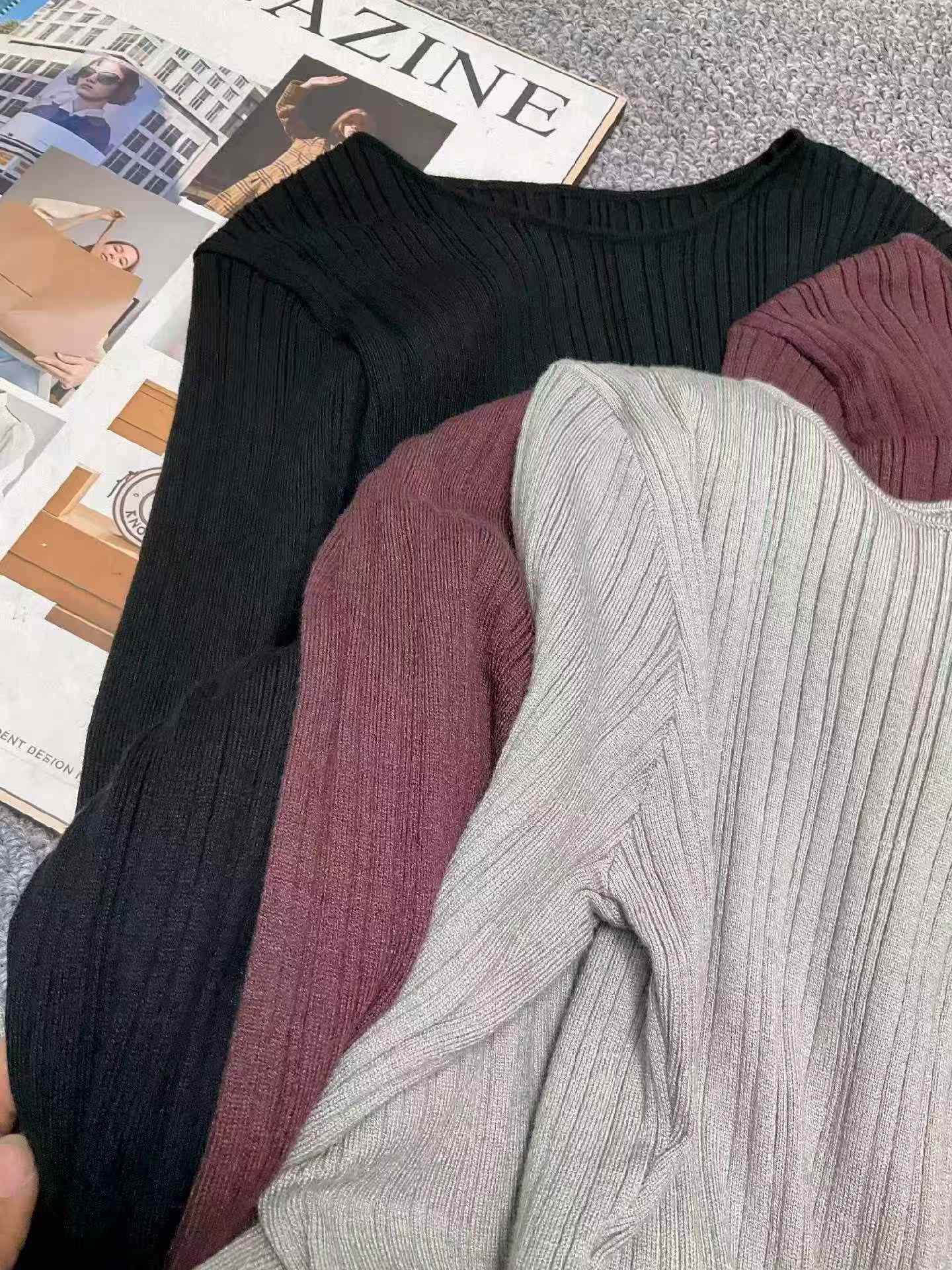 Clearance Sale: 66 Pcs Spring Summer Solid Ribbed Stretchy Slim Fit Long Sleeve Long Knit Sweater Dress Wholesale Stock Lot - Image 2