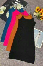 Summer New Sexy Bodycon Knit Strap Dress, 728 Pieces Bulk Stock Clothing Wholesale - Image 1