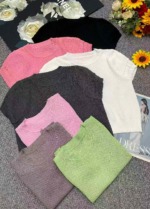 Summer New Design Women's Puff Sleeve Round Neck Slim Short Sleeve Knit Tops - 2050PCS Wholesale Stock Lot - Image 9
