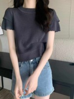 Summer New Design Women's Puff Sleeve Round Neck Slim Short Sleeve Knit Tops - 2050PCS Wholesale Stock Lot - Image 4