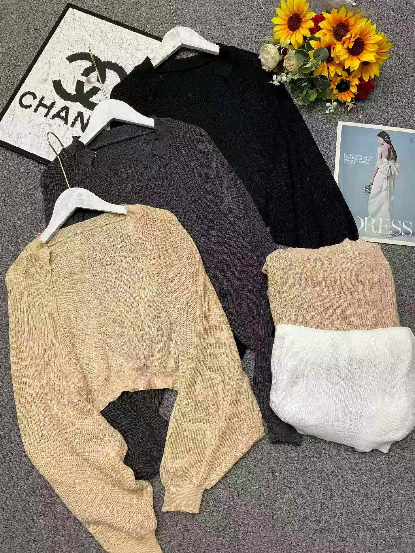 Spring New French Chic Lazy Lantern Sleeve Cropped Batwing Cardigan Sweater, 410 Pieces Wholesale Bulk Stock Clearance - Image 1