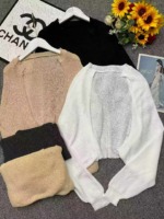 Spring New French Chic Lazy Lantern Sleeve Cropped Batwing Cardigan Sweater, 410 Pieces Wholesale Bulk Stock Clearance - Image 9