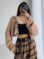 Spring New French Chic Lazy Lantern Sleeve Cropped Batwing Cardigan Sweater, 410 Pieces Wholesale Bulk Stock Clearance - Image 8