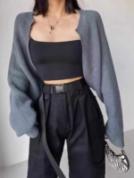 Spring New French Chic Lazy Lantern Sleeve Cropped Batwing Cardigan Sweater, 410 Pieces Wholesale Bulk Stock Clearance - Image 7