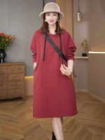 47 Pcs Premium Lazy Solid Fleece Oversized Hooded Sweatshirt Dress S-XL Stock Clearance Wholesale - Image 7