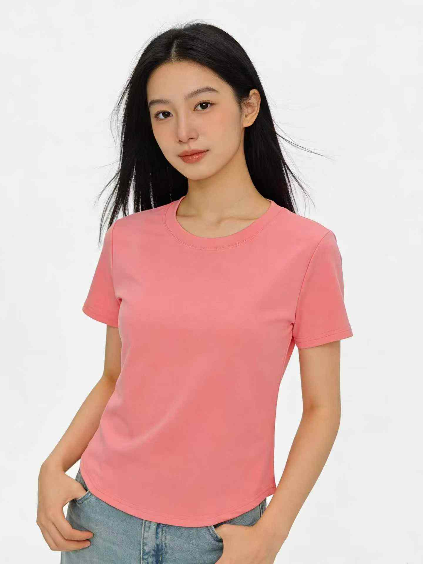 407 Pieces Baby Pink Solid Color Short Sleeve T-Shirts With U Hem, Sizes S-2XL Wholesale Clothing Stock Lot - Image 1
