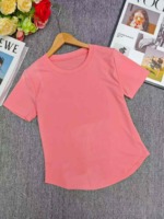 407 Pieces Baby Pink Solid Color Short Sleeve T-Shirts With U Hem, Sizes S-2XL Wholesale Clothing Stock Lot - Image 2