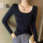 103 Pieces U-Neck Black Slim Waist Stretchy Long Sleeve Basic Tops Size S-2XL Clearance Stock Wholesale - Image 8
