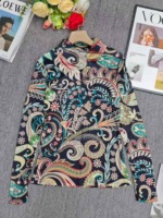 160 Pcs Elegant Mature Style Women V-Neck Printed Long Sleeve Base Tops, Size S-2XL Stock Lot - Image 3