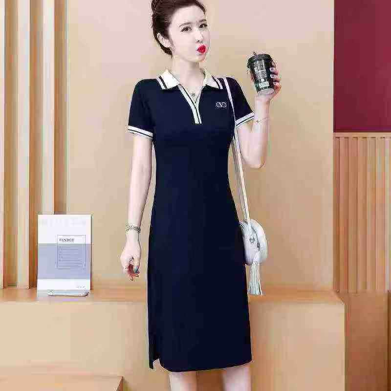 Women's Polo Knee-Length Loose Casual T-Shirt Dress, Sizes S-4XL, 437 Pieces Bulk Stock - Image 1