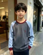 555 Pieces Big Kids Pony Pattern Contrast Raglan Sleeve Warm Soft Long Sleeve Fleece Sweatshirts Stock Wholesale - Image 8