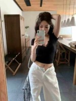 Clearance Bulk Wholesale Women's Sexy Slim Fit V Neck Lace Short Sleeve T-Shirt Sizes S-XL, SKU 001#31 - Image 3