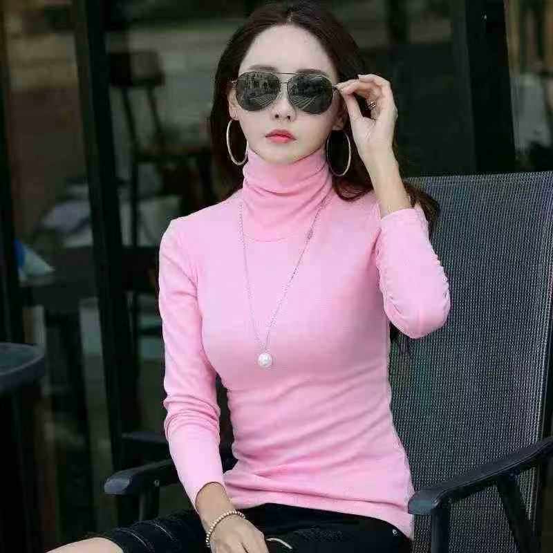 2829 Pieces Women's Solid Turtleneck Slim Fit Long Sleeve Base Layering Tops Wholesale Stock Clothing - Image 1