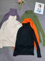 2829 Pieces Women's Solid Turtleneck Slim Fit Long Sleeve Base Layering Tops Wholesale Stock Clothing - Image 3