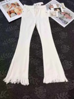 234 Pieces Women's White Stretch Fringed Micro Flare Jeans, Fringe Trim Petite Milk White Flared Jeans for 2026 Spring Summer - Image 7
