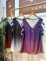 220 Pieces Half Zip V-neck Off-shoulder Imitation Cotton T-shirts, 3 Colors, Sizes S-4XL, Individual Packing - Image 1