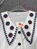 French Design Embroidered Doll Collar Puff Sleeve Loose Chiffon Women's Short Sleeve Blouse, Total 2060 Pieces Bulk Stock - Image 3