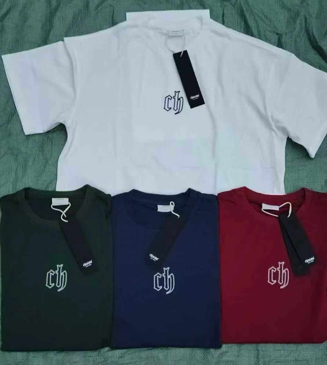 1800 Pcs Trendy Brand Men's Double Yarn Pure Cotton Short Sleeve T-Shirts S-XL Bulk Clearance Wholesale - Image 1