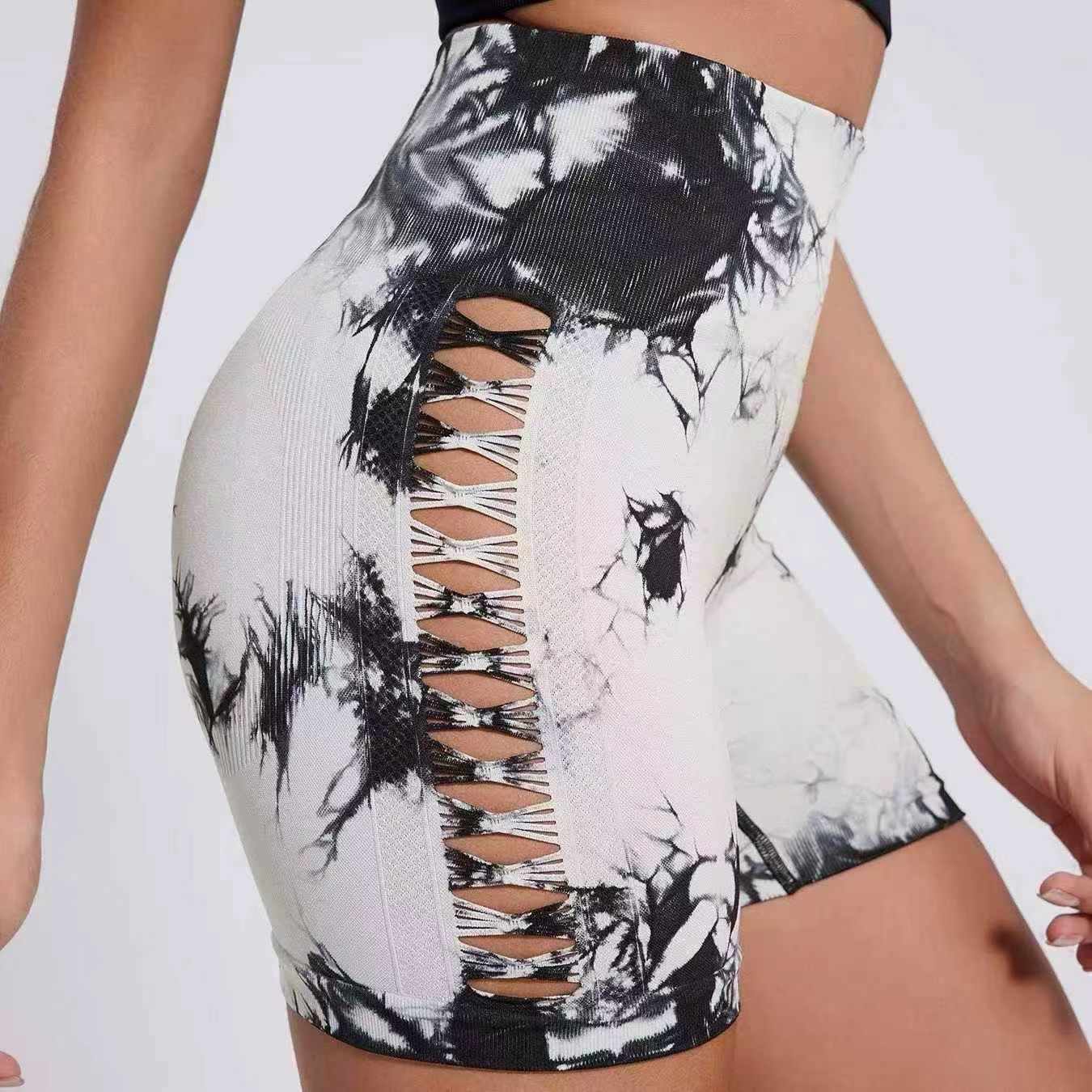 Tie-dye Cutout Sports Yoga Pants & Shorts, Anti-exposure Gym Outerwear, Sizes S-L, 800 Pieces Bulk Stock - Image 1