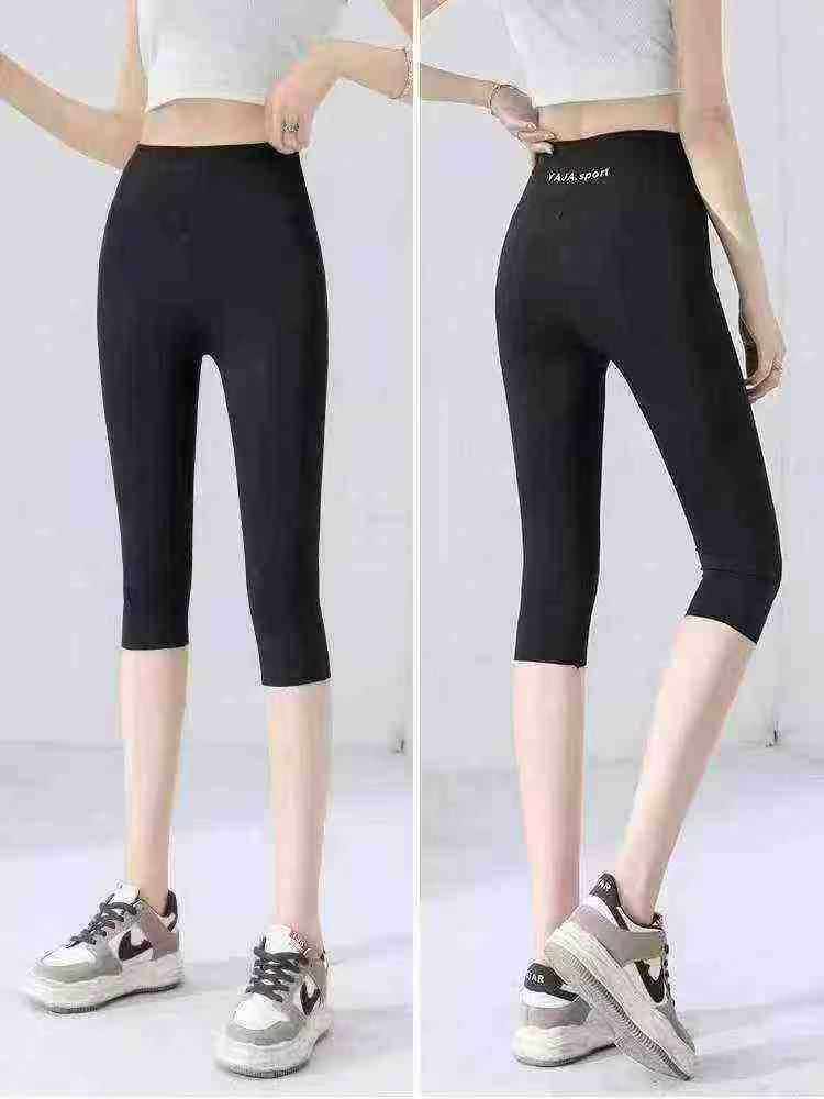 786 Pieces Women's Summer Modal High Waist Seamless Hip Lift Capri Yoga Leggings Sizes M-L - Image 1