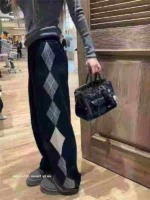 848 Pcs Unisex Retro Geometric Print High Waist Loose Wide Leg Cotton Terry Casual Sweatpants Stock Lot - Image 1