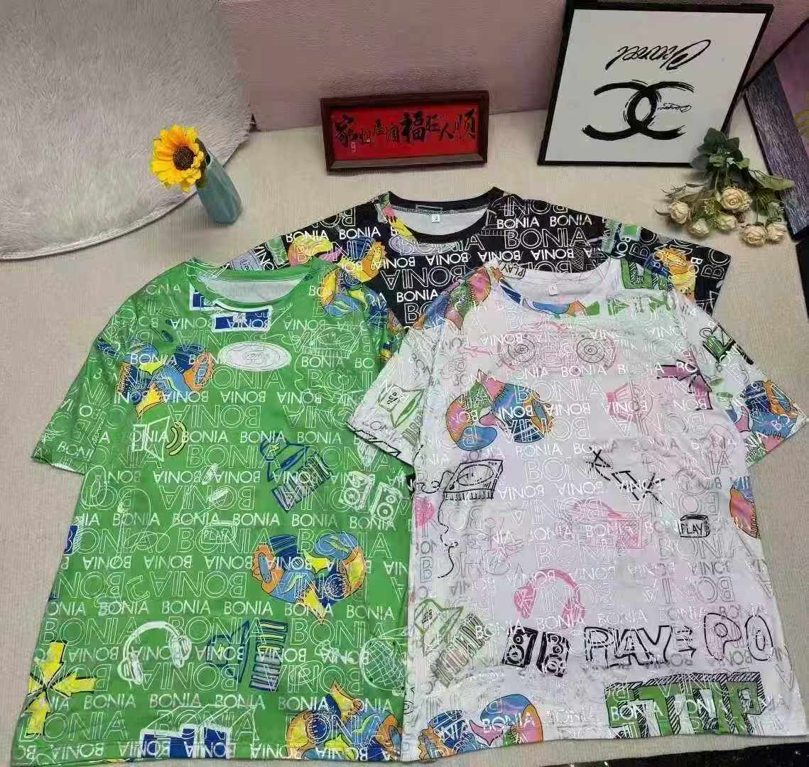 Korean Style Loose Lazy Cotton Printed Crew Neck Women's T-shirts, 3 Colors S-XL, 360 Pcs Stock Lot Wholesale - Image 1