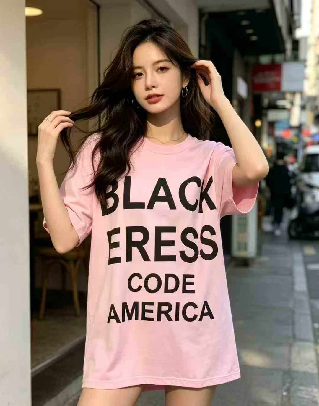 576 Pcs Women's Trendy Oversized Elastic Short Sleeve T-Shirts Bulk Stock, 2 Colors, Sizes M-XXL - Image 1