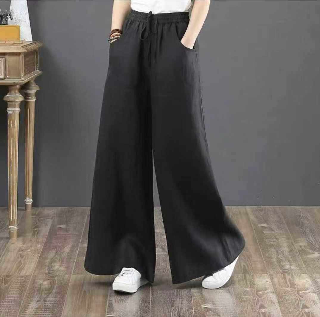 246 Pieces Women's Summer Lazy Style Ice Silk Crepe Wide Leg Casual Yamamoto Pants - Image 1