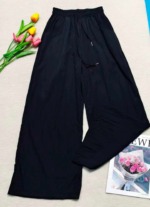246 Pieces Women's Summer Lazy Style Ice Silk Crepe Wide Leg Casual Yamamoto Pants - Image 3
