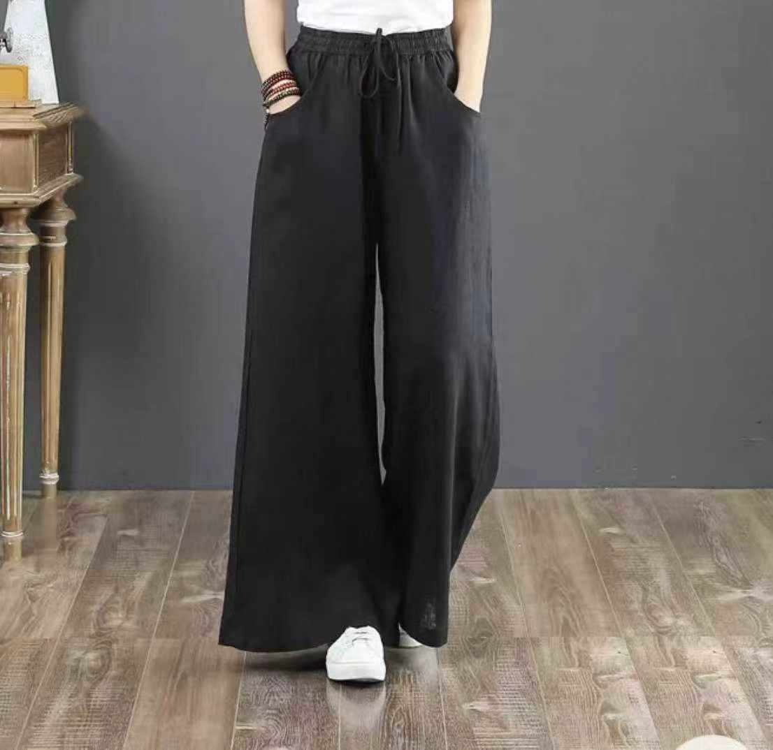 246 Pieces Women's Summer Lazy Style Ice Silk Crepe Wide Leg Casual Yamamoto Pants - Image 2