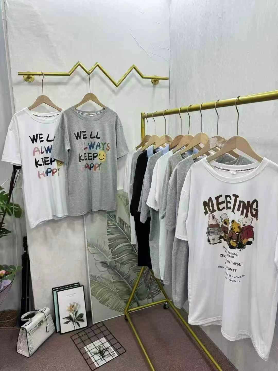 2025 New Summer Women's Pure Cotton Mid-length Short Sleeve T-Shirts, 454 Pieces Bulk Stock Wholesale - Image 2