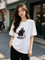 1990PCS New Unisex Versatile Breathable Printed Cotton-Like Crew Neck Short Sleeve Tops Stock Lot Wholesale - Image 1