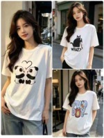1990PCS New Unisex Versatile Breathable Printed Cotton-Like Crew Neck Short Sleeve Tops Stock Lot Wholesale - Image 6