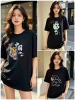 1990PCS New Unisex Versatile Breathable Printed Cotton-Like Crew Neck Short Sleeve Tops Stock Lot Wholesale - Image 4