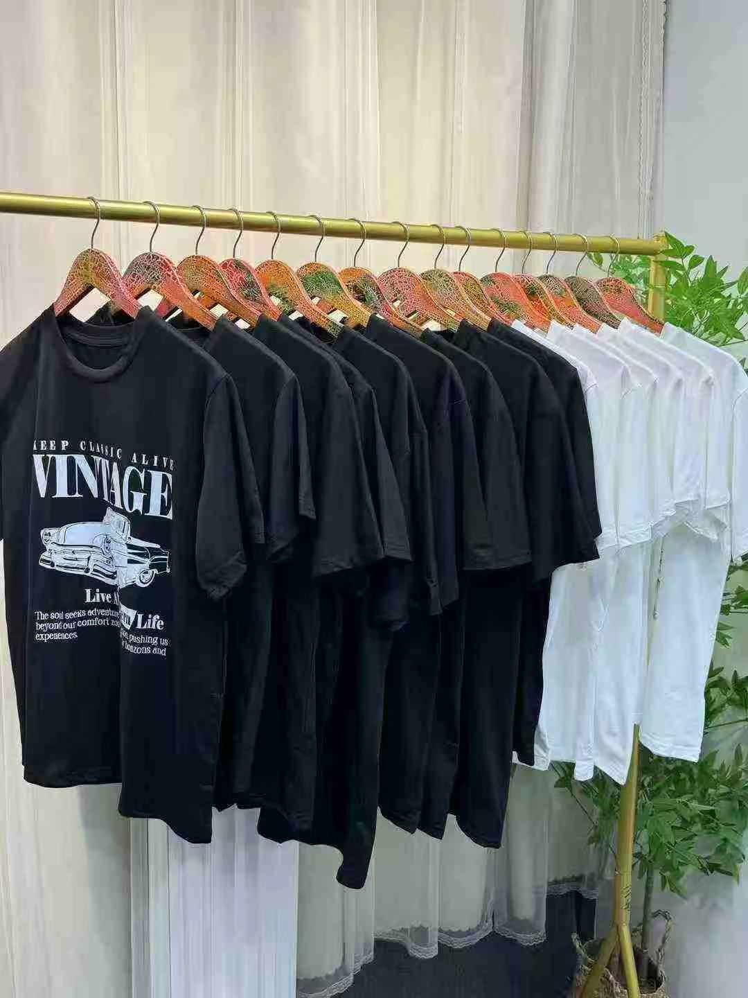 1990PCS New Unisex Versatile Breathable Printed Cotton-Like Crew Neck Short Sleeve Tops Stock Lot Wholesale - Image 2