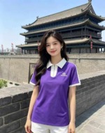 340 Pcs Contrast Color Turn-down Collar Short Sleeve Loose Korean Style Age-reducing Middle-aged Women T-shirts - Image 5