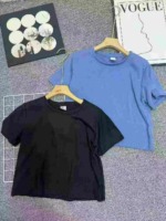 662 Pcs Solid Color Loose Cropped Crew Neck Short Sleeve Summer T-Shirts For Women Bulk Stock Wholesale - Image 6