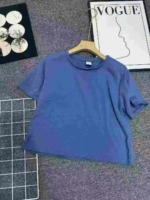 662 Pcs Solid Color Loose Cropped Crew Neck Short Sleeve Summer T-Shirts For Women Bulk Stock Wholesale - Image 5