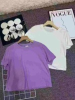662 Pcs Solid Color Loose Cropped Crew Neck Short Sleeve Summer T-Shirts For Women Bulk Stock Wholesale - Image 4