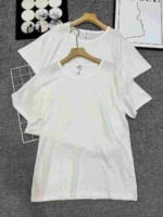 About 300 Pcs Summer Men's 100% Cotton Loose Crew Neck Solid T-shirts, Majority Plain, Few Printed, Size L-3XL Bulk Stock Wholesale - Image 3