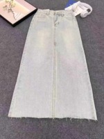 192 Pcs Vintage High Waist Washed Raw Hem Denim A-line Long Skirts For Women - Image 7