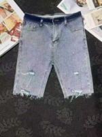 155 Pcs Wholesale Women's Ripped High Waist Straight Knee Length Frayed Hem Washed Denim Shorts - Image 8