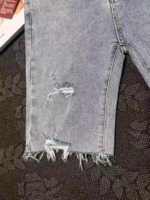 155 Pcs Wholesale Women's Ripped High Waist Straight Knee Length Frayed Hem Washed Denim Shorts - Image 4