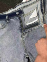 155 Pcs Wholesale Women's Ripped High Waist Straight Knee Length Frayed Hem Washed Denim Shorts - Image 3