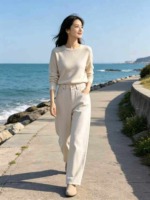 Apricot High Waist Loose Wide Leg Straight Jeans - 183 Pieces Bulk Wholesale Stock - Image 1