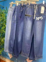 334 Pcs Women's Elastic Waist Tapered Straight Loose Jeans Spring Autumn Thin Casual Denim Stock Wholesale - Image 8