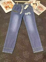 334 Pcs Women's Elastic Waist Tapered Straight Loose Jeans Spring Autumn Thin Casual Denim Stock Wholesale - Image 6