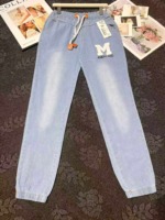 334 Pcs Women's Elastic Waist Tapered Straight Loose Jeans Spring Autumn Thin Casual Denim Stock Wholesale - Image 5